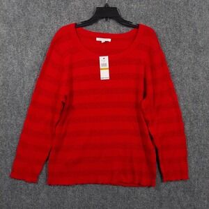 Mercer Street Studio Sweater Womens Plus 3X Red Striped Scoop Neck Pullover NWT